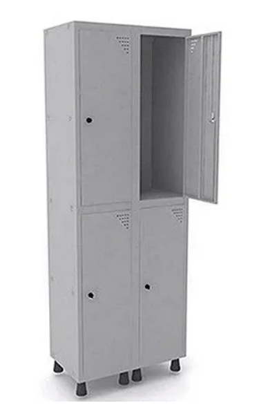 Armário Roupeiro ou Locker em aço para escritório vestiários com 04 portas grandes cinza/cinza